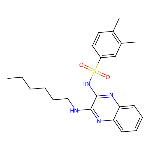 N-[3-(hexylamino)quinoxalin-2-yl]-3,4-dimethylbenzenesulfonamide structure
