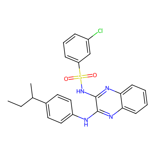 N-(3-{[4-(butan-2-yl)phenyl]amino}quinoxalin-2-yl)-3-chlorobenzenesulfonamide structure