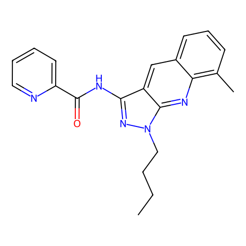 N-(1-butyl-8-methylpyrazolo[3,4-b]quinolin-3-yl)pyridine-2-carboxamide structure