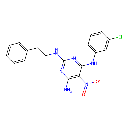 {6-Amino-5-nitro-2-[(2-phenylethyl)amino]pyrimidin-4-yl}(3-chlorophenyl)amine structure