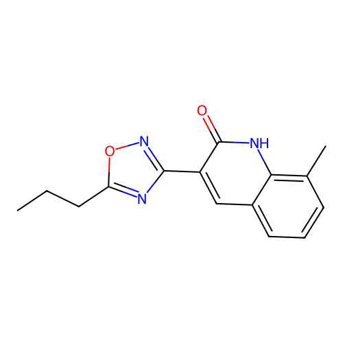 8-methyl-3-(5-propyl-1,2,4-oxadiazol-3-yl)quinolin-2(1H)-one structure
