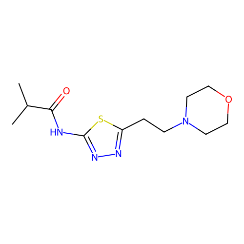N-[5-(2-Morpholin-4-yl-ethyl)-[1,3,4]thiadiazol-2-yl]-isobutyramide structure