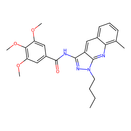 N-(1-butyl-8-methylpyrazolo[3,4-b]quinolin-3-yl)-3,4,5-trimethoxybenzamide structure