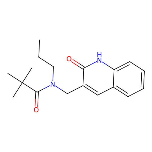 2,2-dimethyl-N-[(2-oxo-1,2-dihydroquinolin-3-yl)methyl]-N-propylpropanamide structure