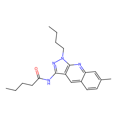 N-(1-butyl-7-methylpyrazolo[3,4-b]quinolin-3-yl)pentanamide structure