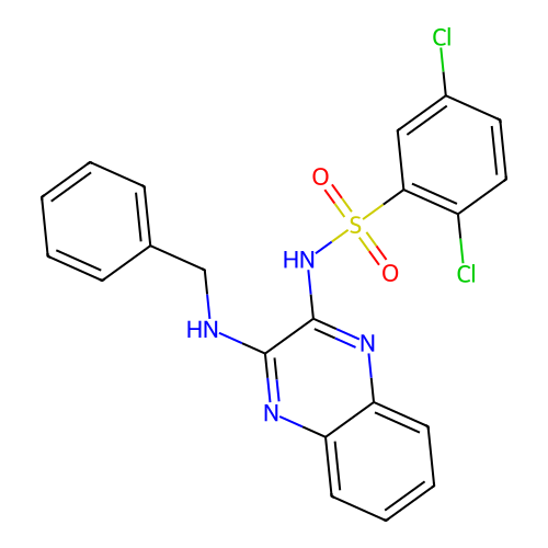 N-(3-(benzylamino)quinoxalin-2-yl)-2,5-dichlorobenzenesulfonamide structure