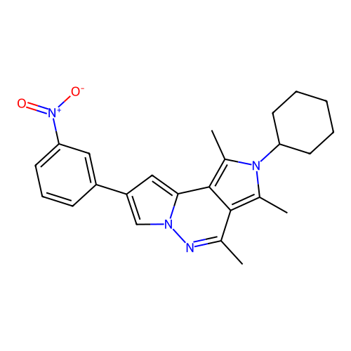 2-cyclohexyl-1,3,4-trimethyl-8-(3-nitrophenyl)-2H-dipyrrolo[1,2-b:3',4'-d]pyridazine structure