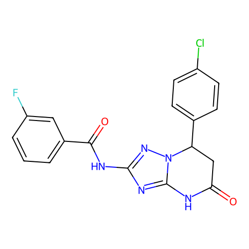 N-(7-(4-chlorophenyl)-5-oxo-4,5,6,7-tetrahydro-[1,2,4]triazolo[1,5-a]pyrimidin-2-yl)-3-fluorobenzamide structure