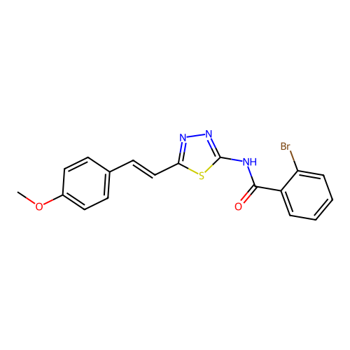 2-bromo-N-[5-[(E)-2-(4-methoxyphenyl)ethenyl]-1,3,4-thiadiazol-2-yl]benzamide structure