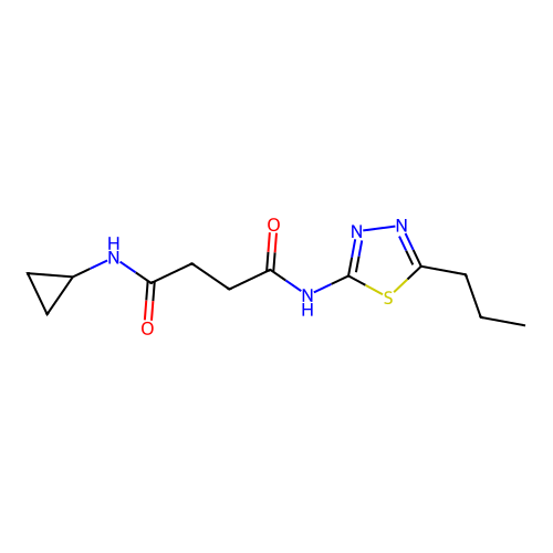 N1-cyclopropyl-N4-(5-propyl-1,3,4-thiadiazol-2-yl)succinamide structure