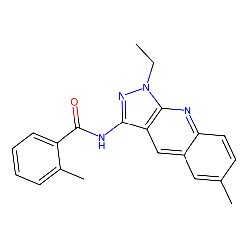 N-(1-ethyl-6-methylpyrazolo[3,4-b]quinolin-3-yl)-2-methylbenzamide structure