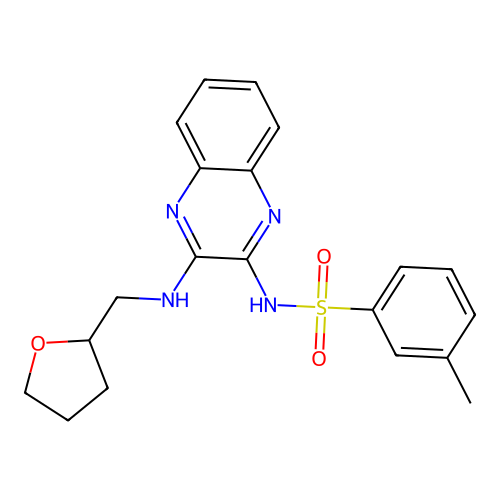 3-methyl-N-[3-(oxolan-2-ylmethylamino)quinoxalin-2-yl]benzenesulfonamide structure