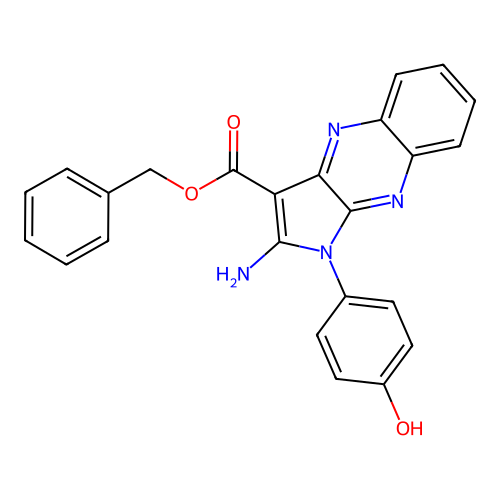 benzyl 2-amino-1-(4-hydroxyphenyl)-1H-pyrrolo[2,3-b]quinoxaline-3-carboxylate structure