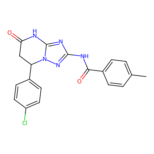N-(7-(4-chlorophenyl)-5-oxo-4,5,6,7-tetrahydro-[1,2,4]triazolo[1,5-a]pyrimidin-2-yl)-4-methylbenzamide structure