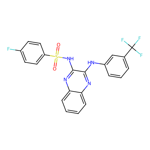 4-fluoro-N-(3-((3-(trifluoromethyl)phenyl)amino)quinoxalin-2-yl)benzenesulfonamide structure