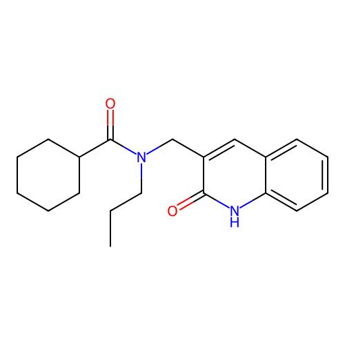 N-((2-hydroxyquinolin-3-yl)methyl)-N-propylcyclohexanecarboxamide structure