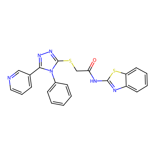 N-(benzo[d]thiazol-2-yl)-2-((4-phenyl-5-(pyridin-3-yl)-4H-1,2,4-triazol-3-yl)thio)acetamide structure