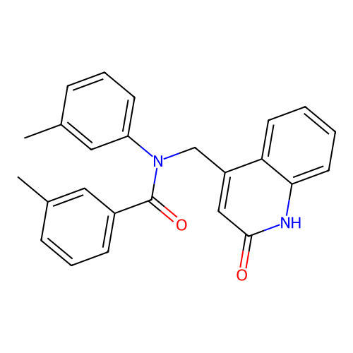 3-methyl-N-(3-methylphenyl)-N-[(2-oxo-1,2-dihydroquinolin-4-yl)methyl]benzamide structure