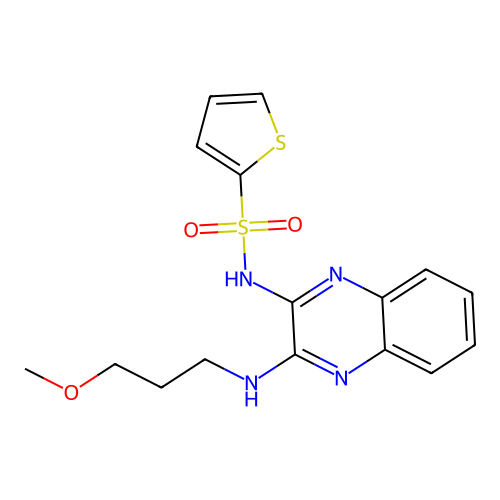 N-[3-(3-methoxypropylamino)quinoxalin-2-yl]thiophene-2-sulfonamide structure