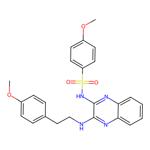 4-methoxy-N-(3-((4-methoxyphenethyl)amino)quinoxalin-2-yl)benzenesulfonamide structure