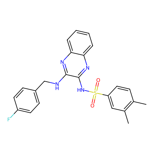 N-(3-((4-fluorobenzyl)amino)quinoxalin-2-yl)-3,4-dimethylbenzenesulfonamide structure