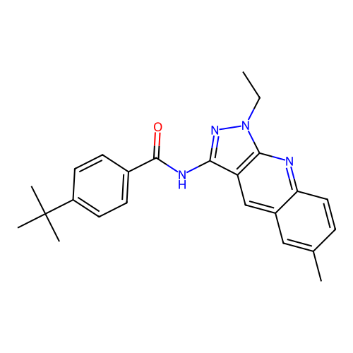 4-tert-butyl-N-(1-ethyl-6-methylpyrazolo[3,4-b]quinolin-3-yl)benzamide structure
