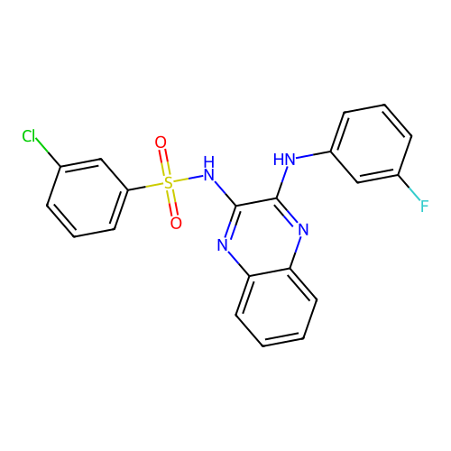3-chloro-N-{3-[(3-fluorophenyl)amino]quinoxalin-2-yl}benzenesulfonamide structure