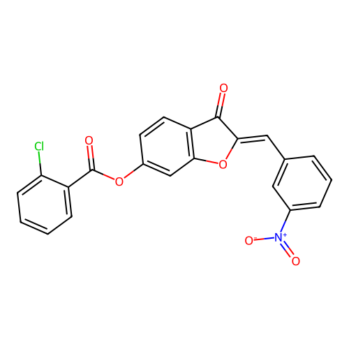 2-[(3-Nitrophenyl)methylene]-3-oxobenzo[3,4-b]furan-6-yl 2-chlorobenzoate structure