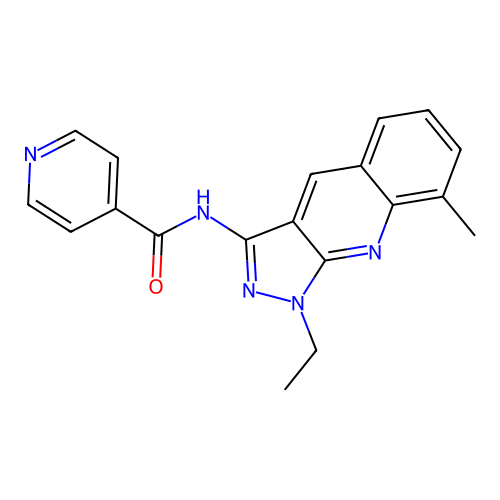N-(1-ethyl-8-methylpyrazolo[3,4-b]quinolin-3-yl)pyridine-4-carboxamide structure