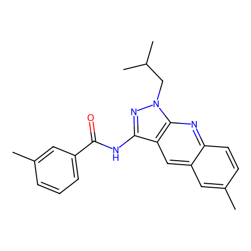 3-methyl-N-[6-methyl-1-(2-methylpropyl)pyrazolo[3,4-b]quinolin-3-yl]benzamide structure