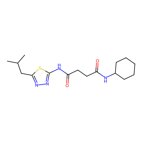 N-cyclohexyl-N'-[5-(2-methylpropyl)-1,3,4-thiadiazol-2-yl]butanediamide structure