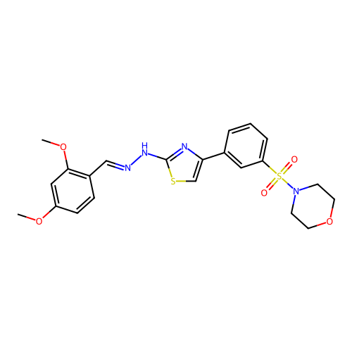 (E)-4-((3-(2-(2-(2,4-dimethoxybenzylidene)hydrazinyl)thiazol-4-yl)phenyl)sulfonyl)morpholine structure