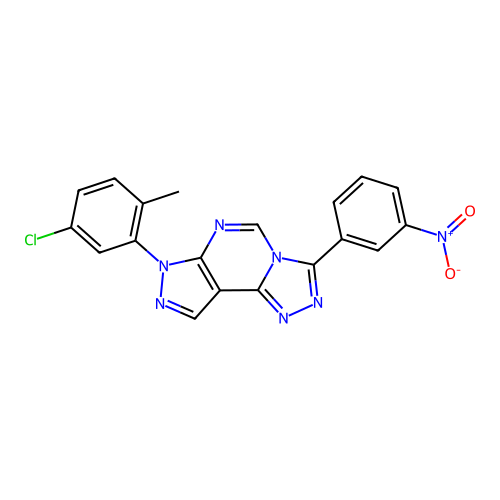 7-(5-chloro-2-methylphenyl)-3-(3-nitrophenyl)-7H-pyrazolo[4,3-e][1,2,4]triazolo[4,3-c]pyrimidine structure