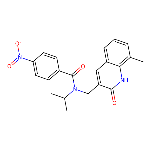 N-((2-hydroxy-8-methylquinolin-3-yl)methyl)-N-isopropyl-4-nitrobenzamide structure