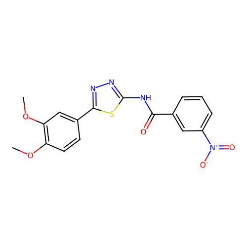 N-(5-(3,4-dimethoxyphenyl)-1,3,4-thiadiazol-2-yl)-3-nitrobenzamide structure