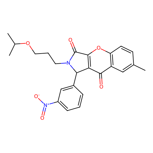 2-(3-isopropoxypropyl)-7-methyl-1-(3-nitrophenyl)-1,2-dihydrochromeno[2,3-c]pyrrole-3,9-dione structure