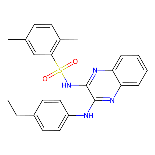 N-(3-((4-ethylphenyl)amino)quinoxalin-2-yl)-2,5-dimethylbenzenesulfonamide structure