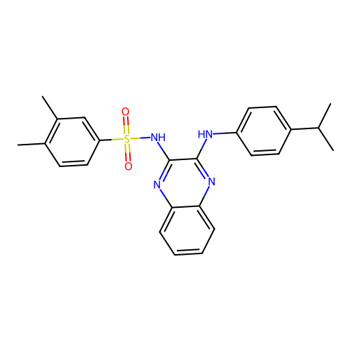3,4-dimethyl-N-(3-{[4-(propan-2-yl)phenyl]amino}quinoxalin-2-yl)benzenesulfonamide structure