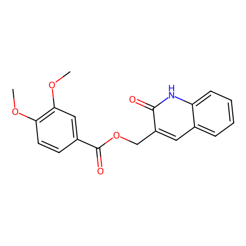 (2-oxo-1H-quinolin-3-yl)methyl 3,4-dimethoxybenzoate structure