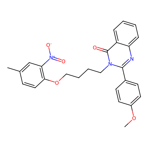 2-(4-methoxyphenyl)-3-(4-(4-methyl-2-nitrophenoxy)butyl)quinazolin-4(3H)-one structure