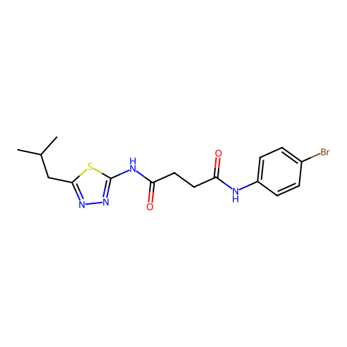 N1-(4-bromophenyl)-N4-(5-isobutyl-1,3,4-thiadiazol-2-yl)succinamide structure
