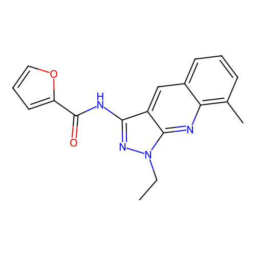 N-(1-ethyl-8-methyl-1H-pyrazolo[3,4-b]quinolin-3-yl)furan-2-carboxamide structure