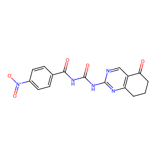 4-nitro-N-[(5-oxo-5,6,7,8-tetrahydroquinazolin-2-yl)carbamoyl]benzamide structure