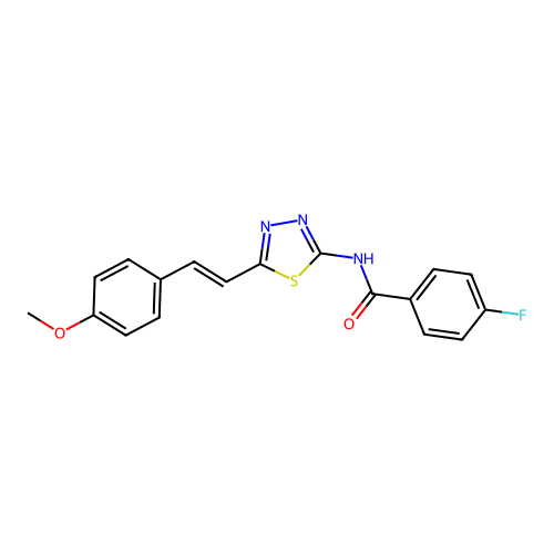 (E)-4-fluoro-N-(5-(4-methoxystyryl)-1,3,4-thiadiazol-2-yl)benzamide structure