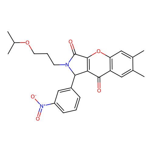 2-(3-isopropoxypropyl)-6,7-dimethyl-1-(3-nitrophenyl)-1,2-dihydrochromeno[2,3-c]pyrrole-3,9-dione structure