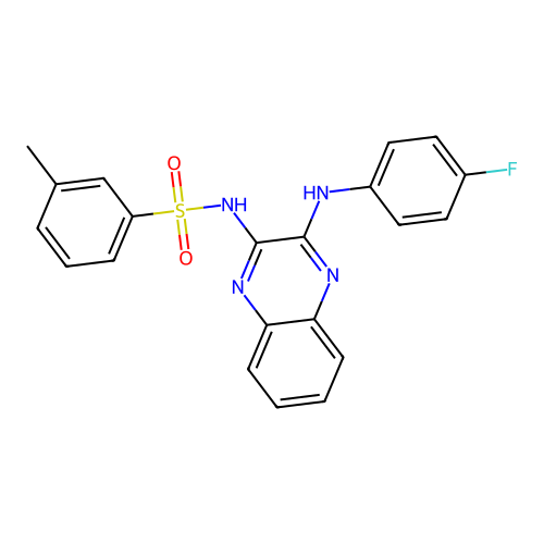 N-(3-((4-fluorophenyl)amino)quinoxalin-2-yl)-3-methylbenzenesulfonamide structure