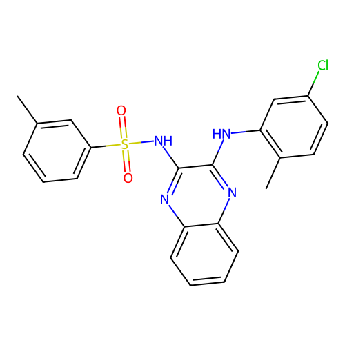 N-(3-((5-chloro-2-methylphenyl)amino)quinoxalin-2-yl)-3-methylbenzenesulfonamide structure