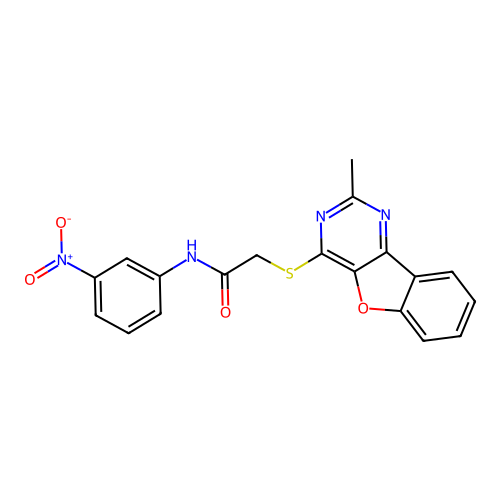 2-((2-methylbenzofuro[3,2-d]pyrimidin-4-yl)thio)-N-(3-nitrophenyl)acetamide structure