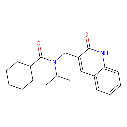 N-[(2-oxo-1H-quinolin-3-yl)methyl]-N-propan-2-ylcyclohexanecarboxamide structure