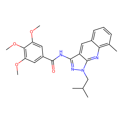 N-(1-isobutyl-8-methyl-1H-pyrazolo[3,4-b]quinolin-3-yl)-3,4,5-trimethoxybenzamide structure
